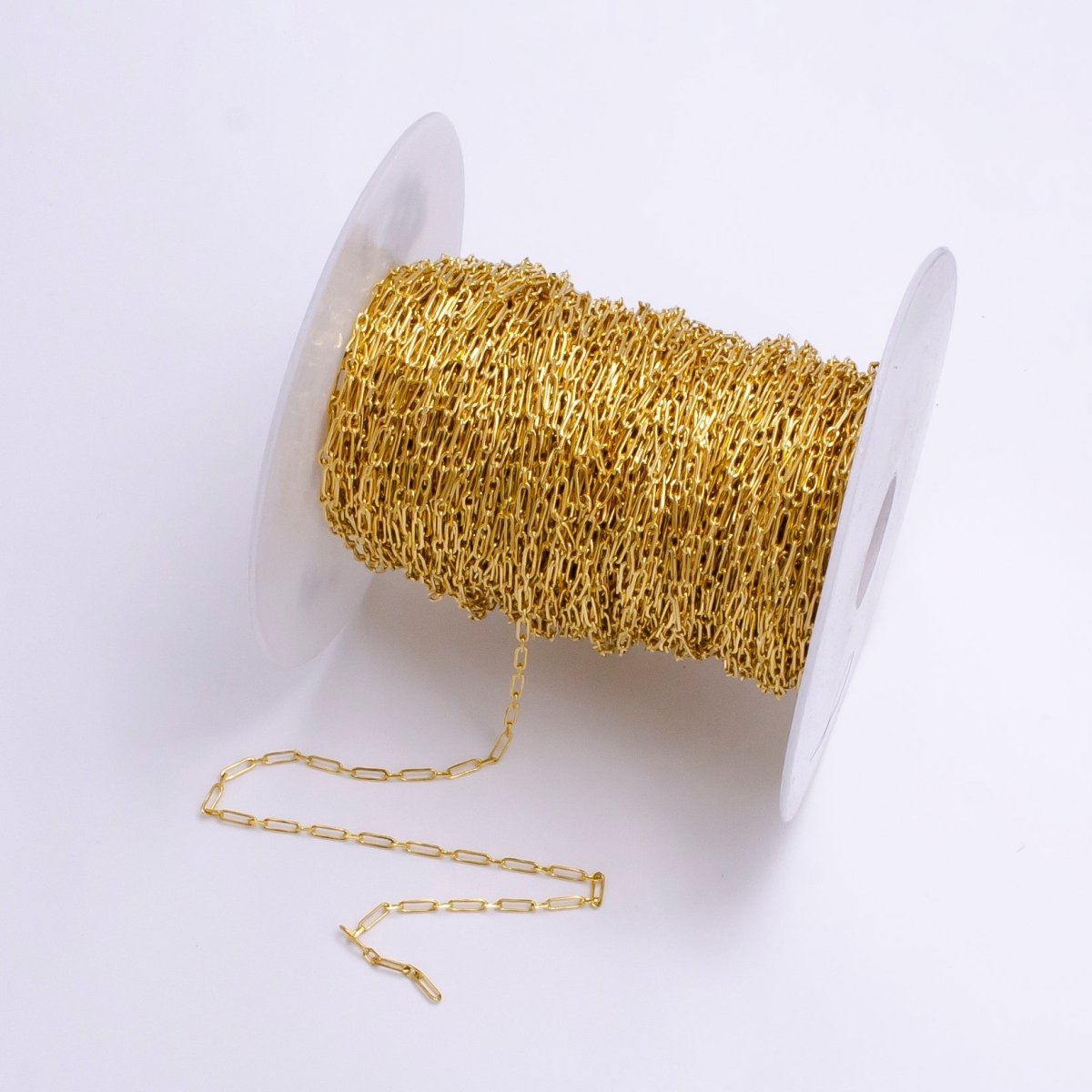 24K Gold Filled Dainty 2mm Paperclip Cable Link Unfinished Chain For Jewelry Making | ROLL-1380 Clearance Pricing