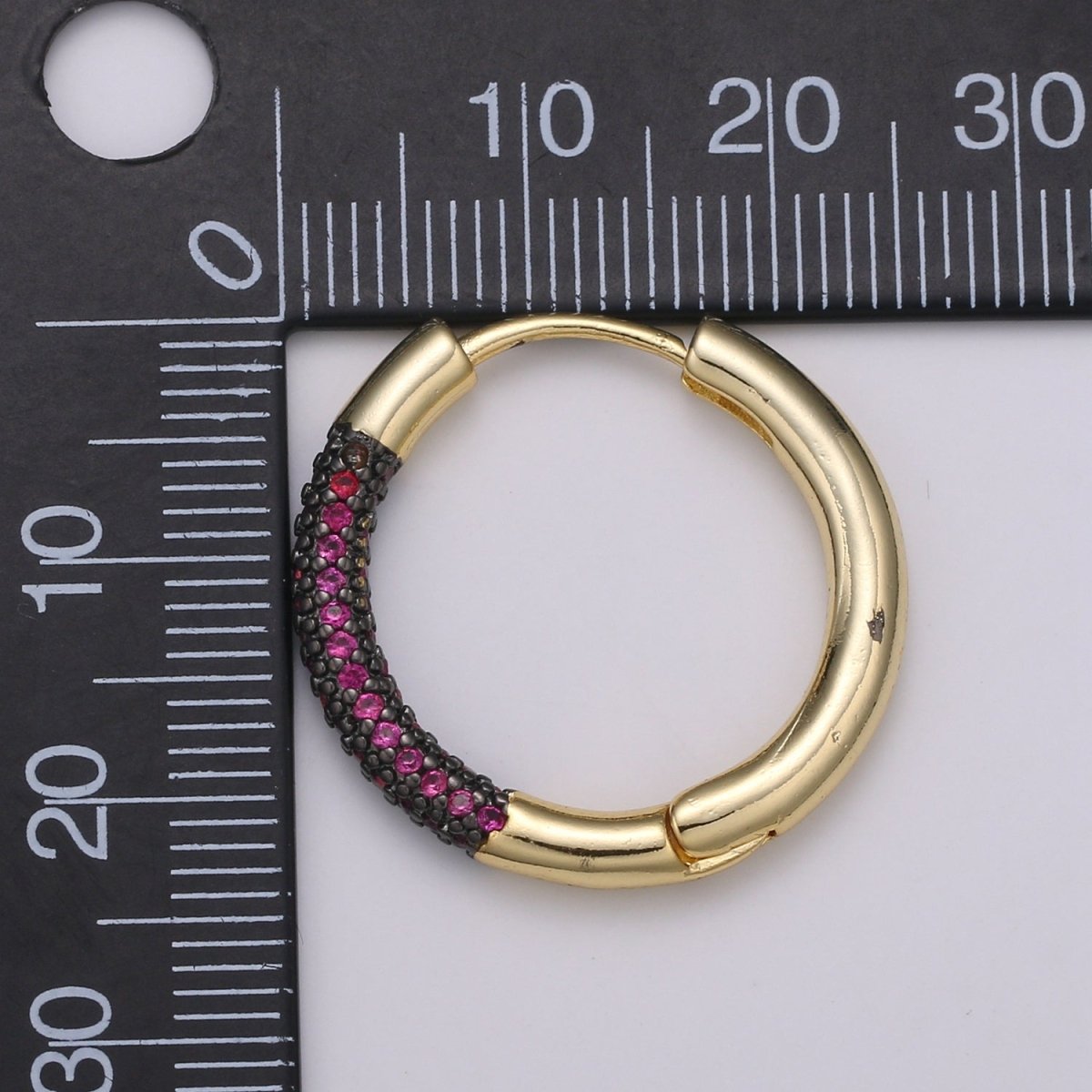 24k Gold Filled Earring Colorful CZ Pave Gold Hoop Earring, Blue, Clear, Green, Purple Hoop Earring for Everyday Wear Q-396 - Q-403