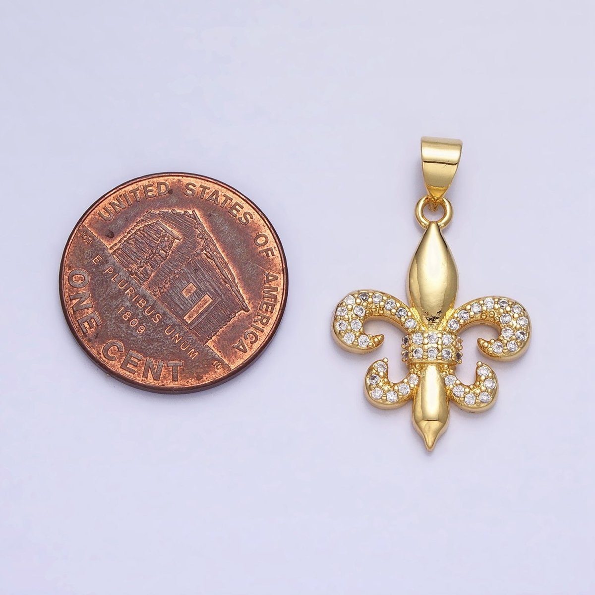 24K Gold Filled Fleur de Lis Pendant Cubic Saint New Orleans Football Team Logo Charm AA236