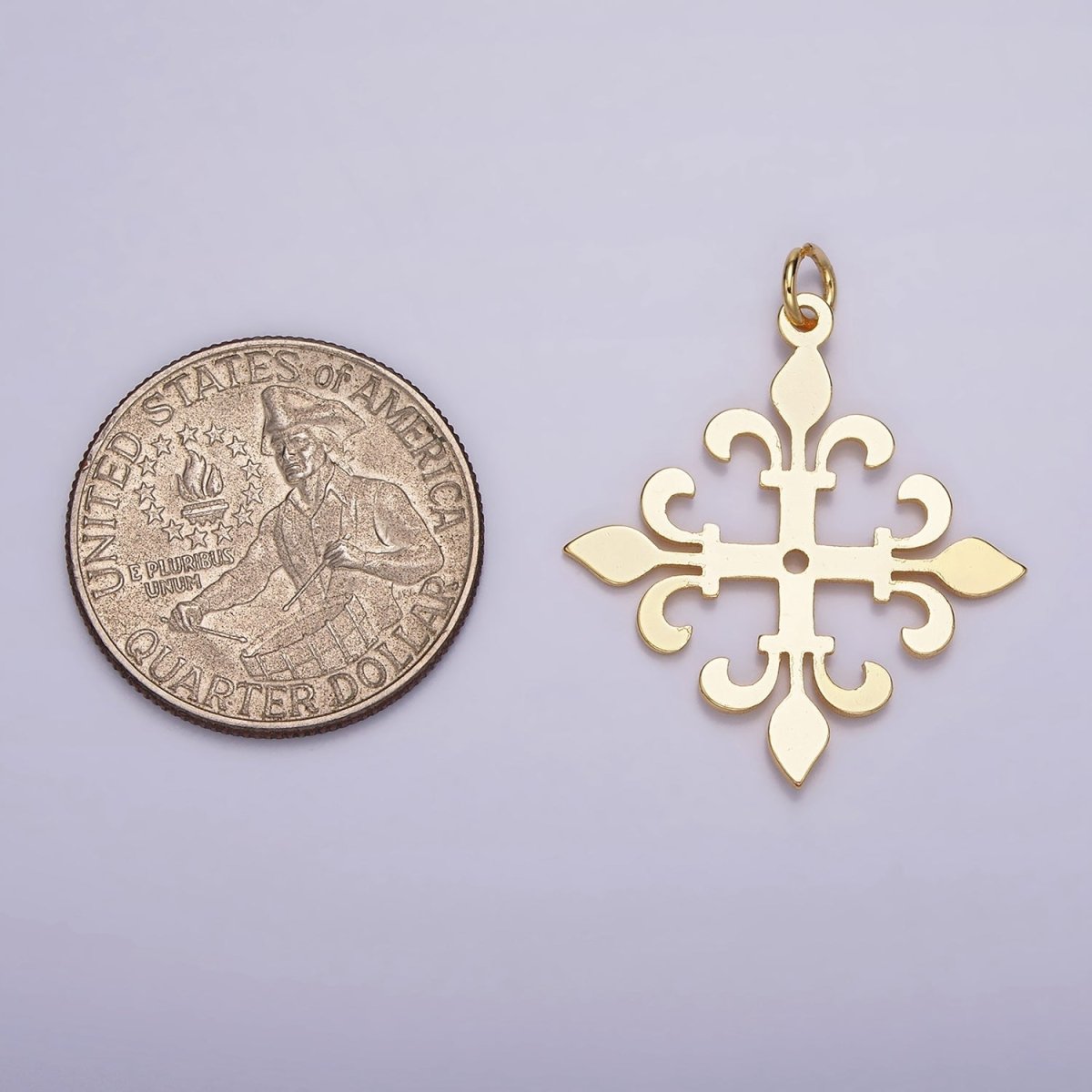 24K Gold Filled Fleur De Lis Rhombus Minimalist Charm | AC865