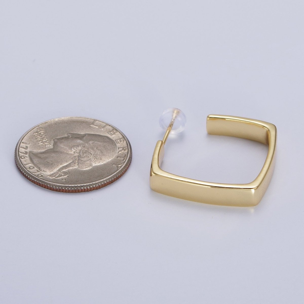 24K Gold Filled Geometric Boxy J-Shaped Hoop Earrings | V034
