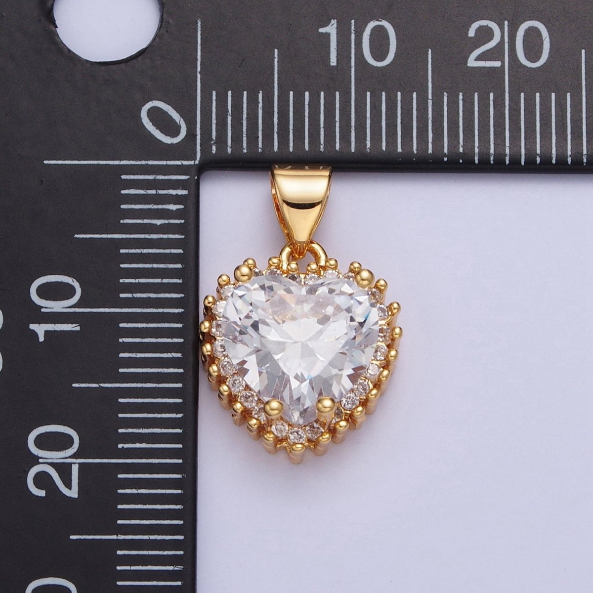 24K Gold Filled Heart Clear Cubic Zirconia Heart Pendant X-445