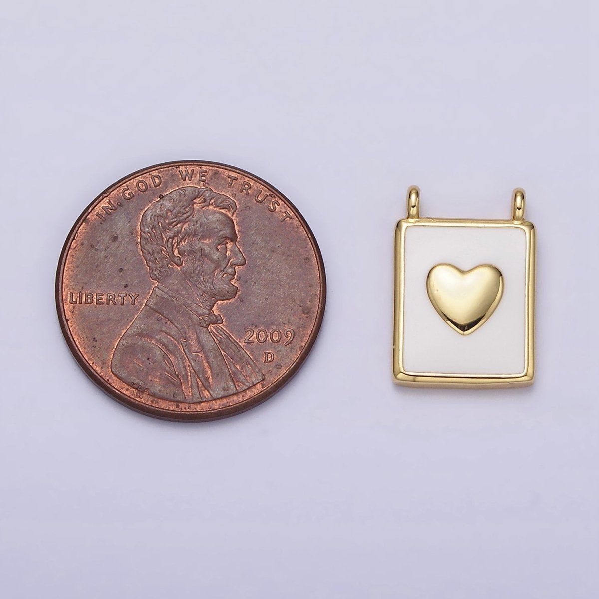 24K Gold Filled Heart White Enamel Tag Connector | Y-757