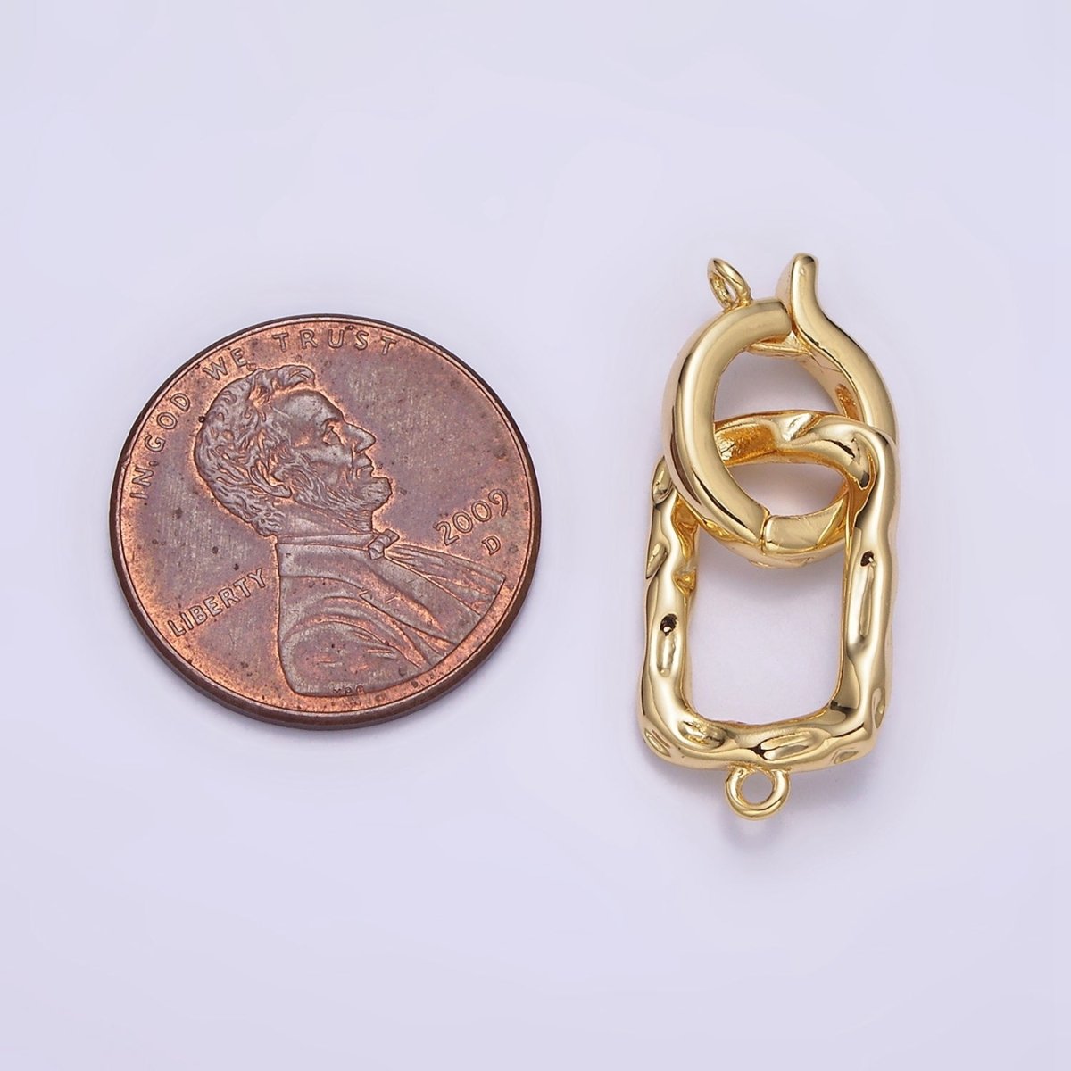 24K Gold Filled Interchangeable Charm Holder Hammered Open Oblong Drop Jewelry Making Supply | Z-448