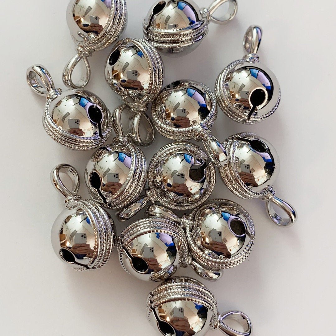 24k Gold Filled Jingle Bell Charms Round Bell Charms Antique Gold Bell Pendant for anklet Necklace Bracelet making " Can Jingle" D-157 D-158