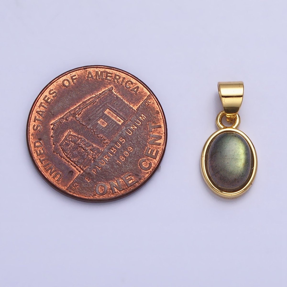 24K Gold Filled Labradorite: Spectrolite Natural Gemstone Oval Pendant | AA182