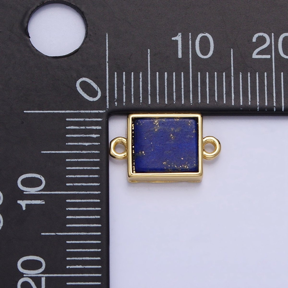 24K Gold Filled Lapis Lazuli Natural Gemstone Flat Rectangular Connector | Y-792