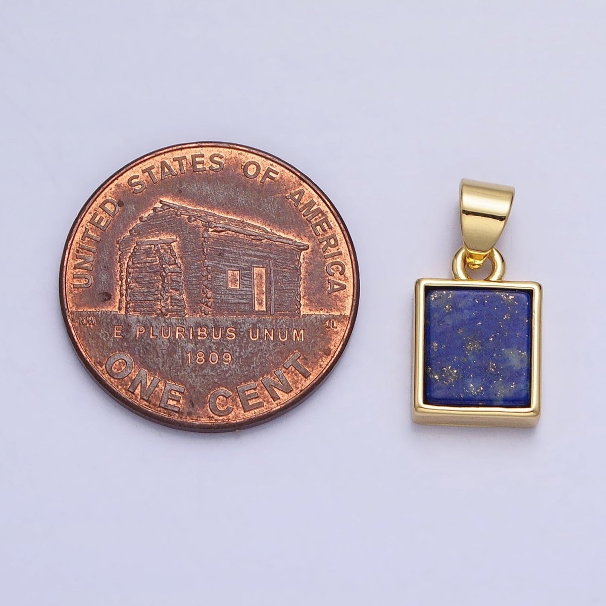 24K Gold Filled Lapis Lazuli Natural Gemstone Rectangular Pendant | AA179