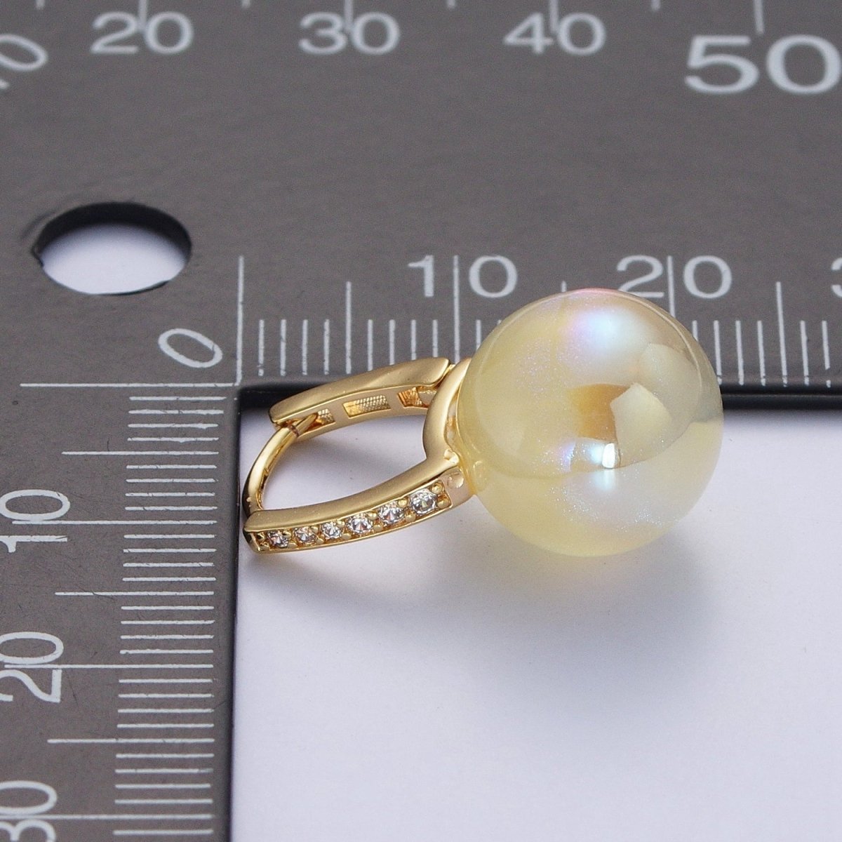 24K Gold Filled Leverback Earrings Small Huggie Hoops Earrings with Round Ball Pastel AB Color Drop Q-339 Q-353 Q-394 Q-395 Q-408