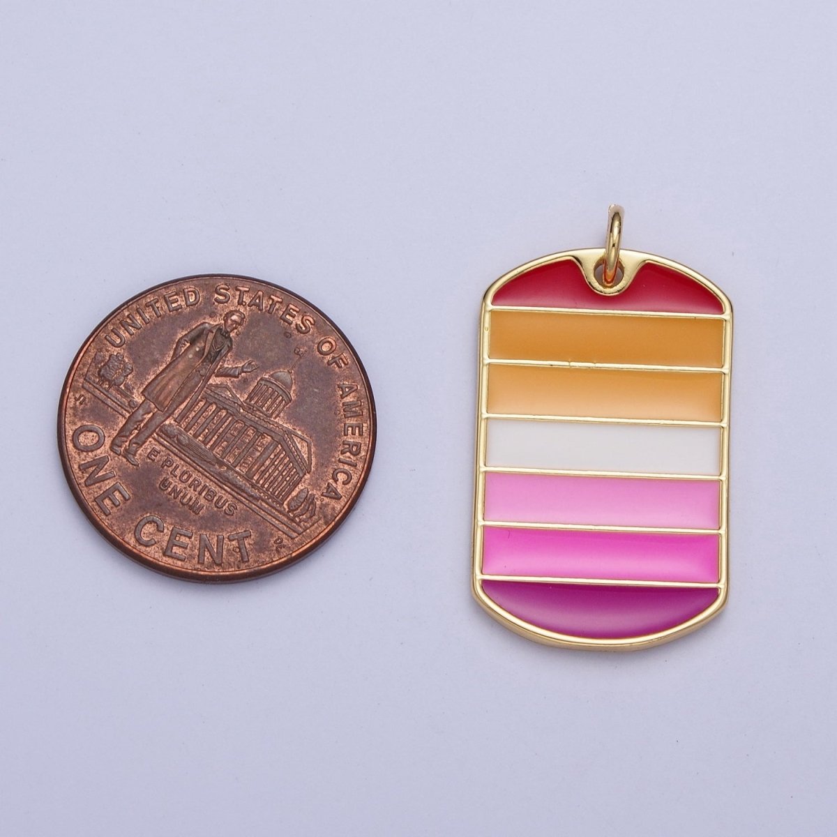 24K Gold Filled LGBTQ Lesbian Pride Gradient Enamel Tag Charm | M-496