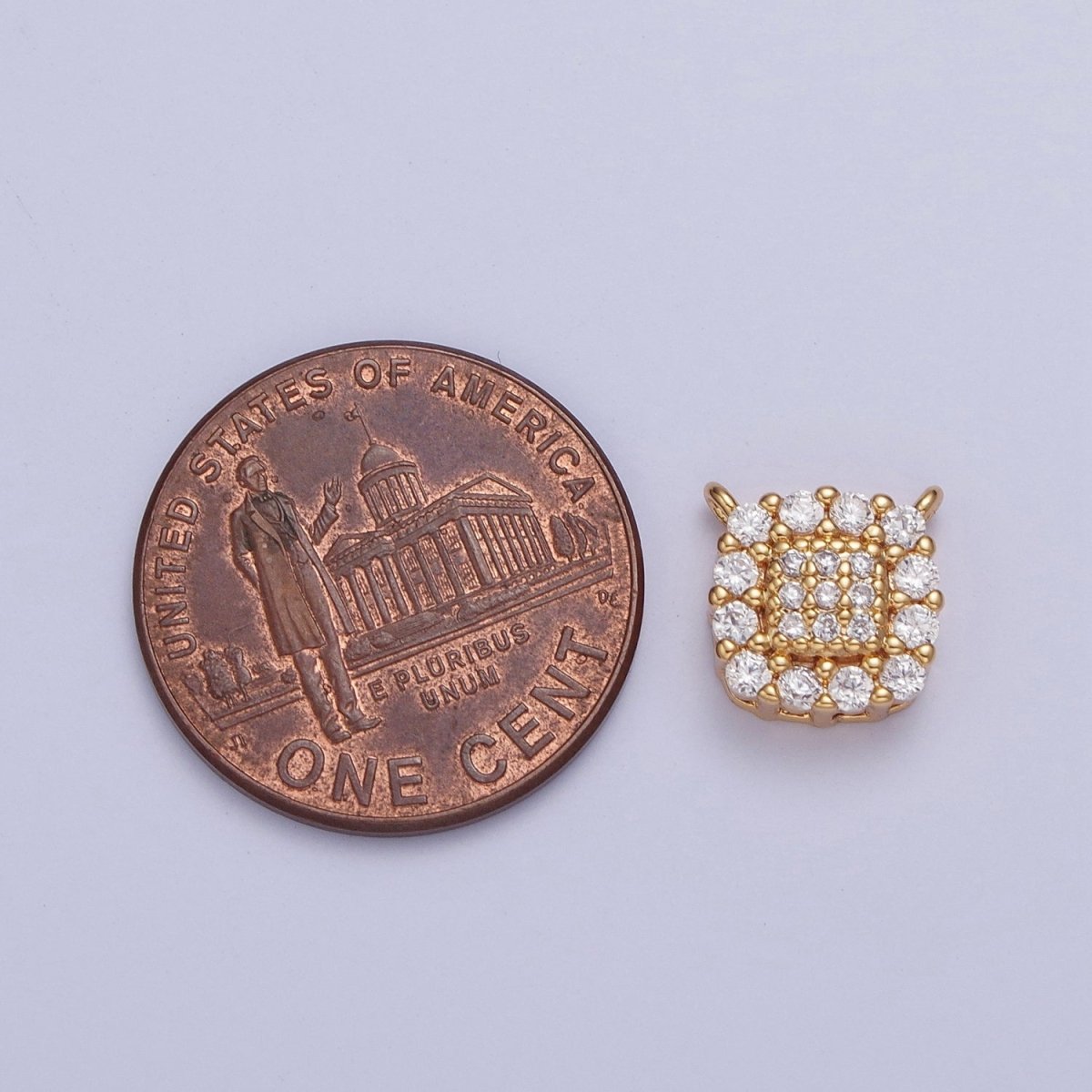 24K Gold Filled Micro Pave Cubic Zirconia Square Connector Charm For Jewelry Making F-605