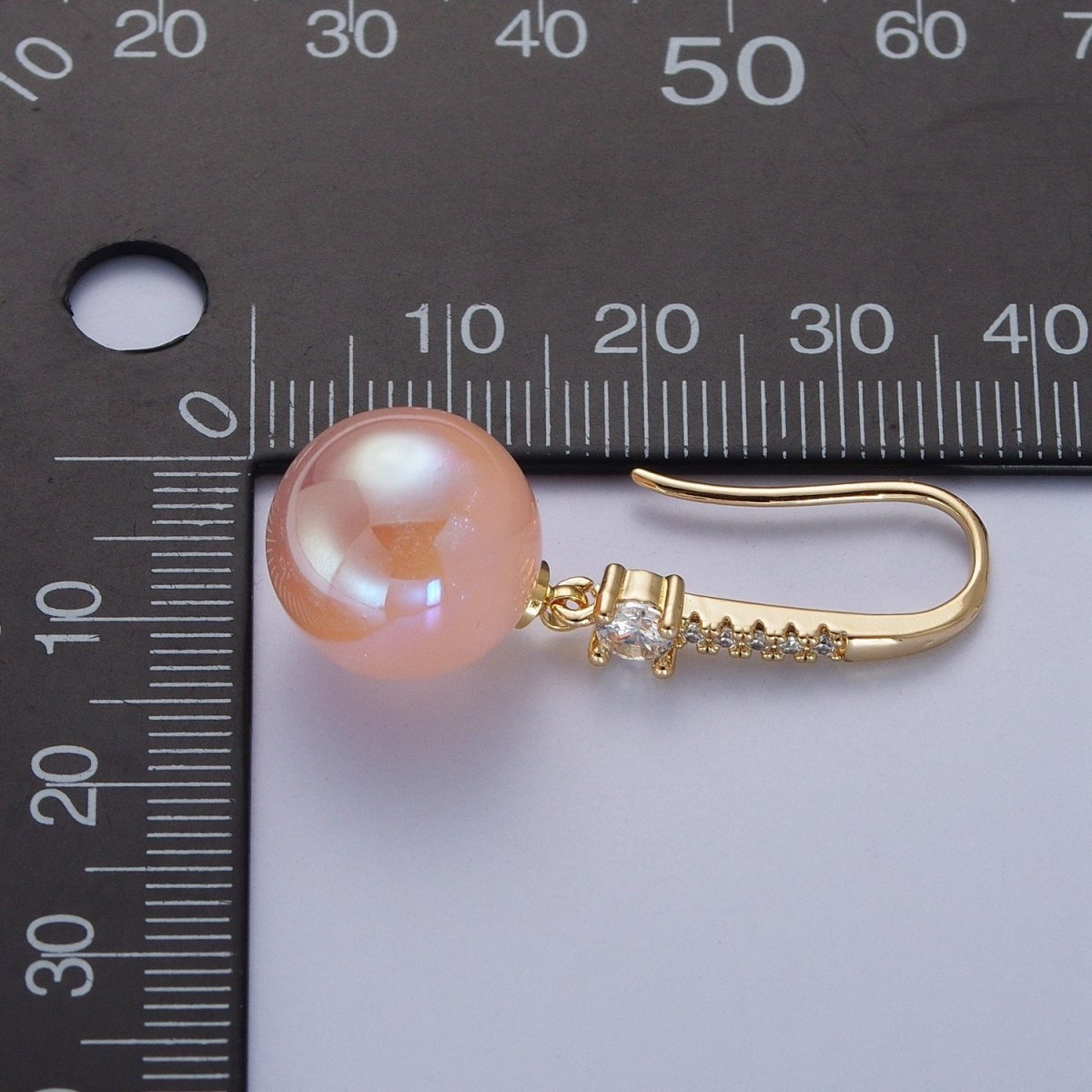 24K Gold Filled Micro Pave CZ Dangle Earrings with Round Ball Pastel AB Color Drop AD-469 AD-470 AD-471