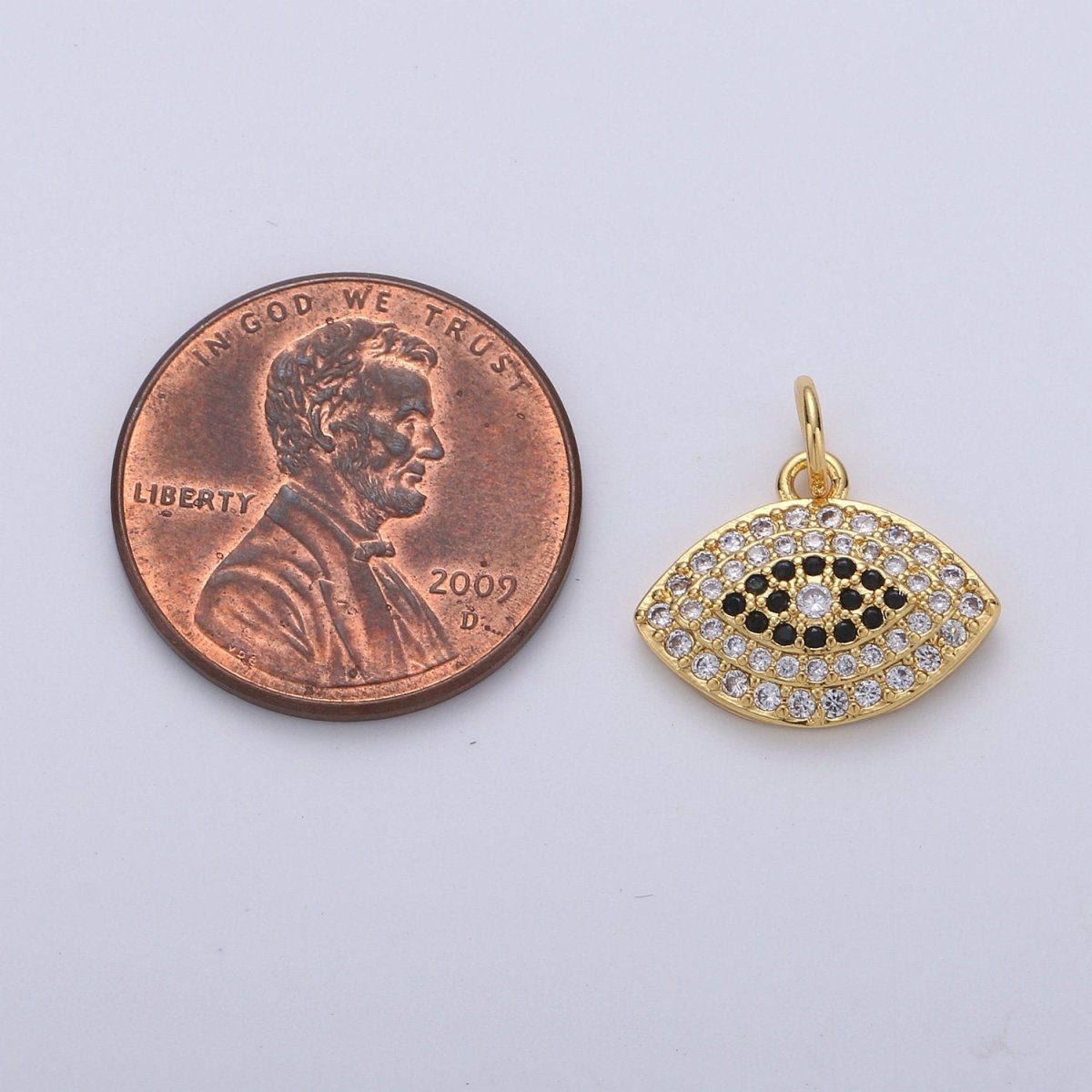 24k Gold Filled Micro Pave CZ Evil Eye Pendant Charm, Greek Eye Micro Pave CZ Pendant Charm, For DIY Jewelry D-245