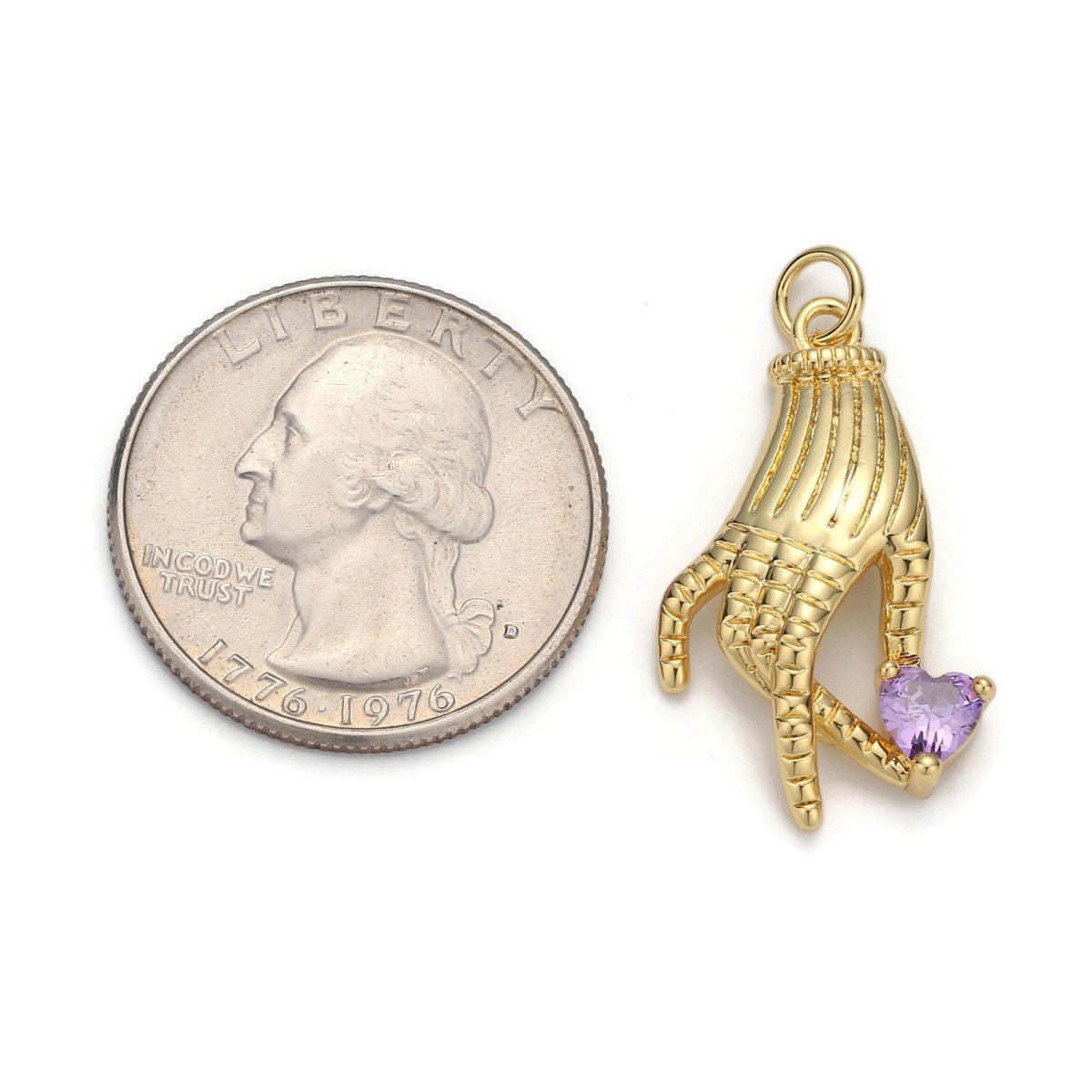 24k Gold Filled Micro Pave CZ Heart Pendant Charm, Heart in Hand Micro Pave CZ Pendant Charm, Gold Filled Pendant, For DIY Jewelry D-039