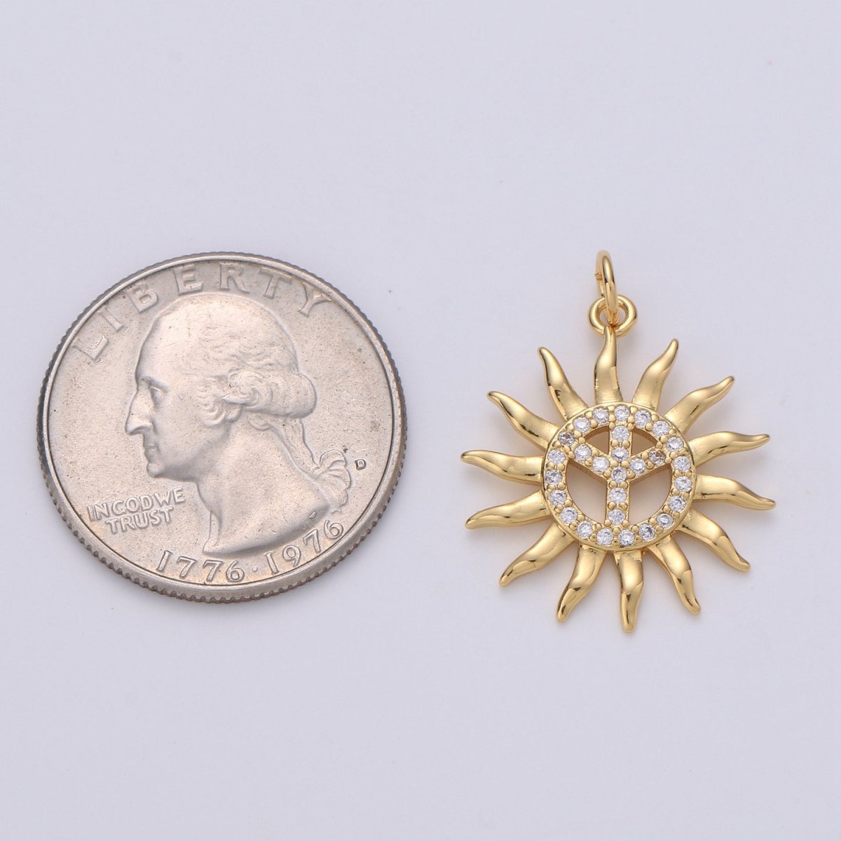 24k Gold Filled Micro Pave CZ Sun Burst Pendant Charm, Cubic Sun Micro Pave CZ Pendant Charm Celesial Jewelry For DIY Boho Jewelry D-611
