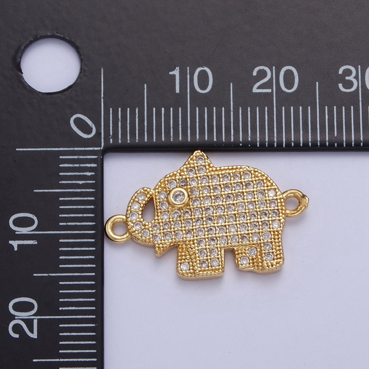 24K Gold Filled Micro Pave Elephant Forest Wildlife Safari Connector Charm For Jewelry Making F-485
