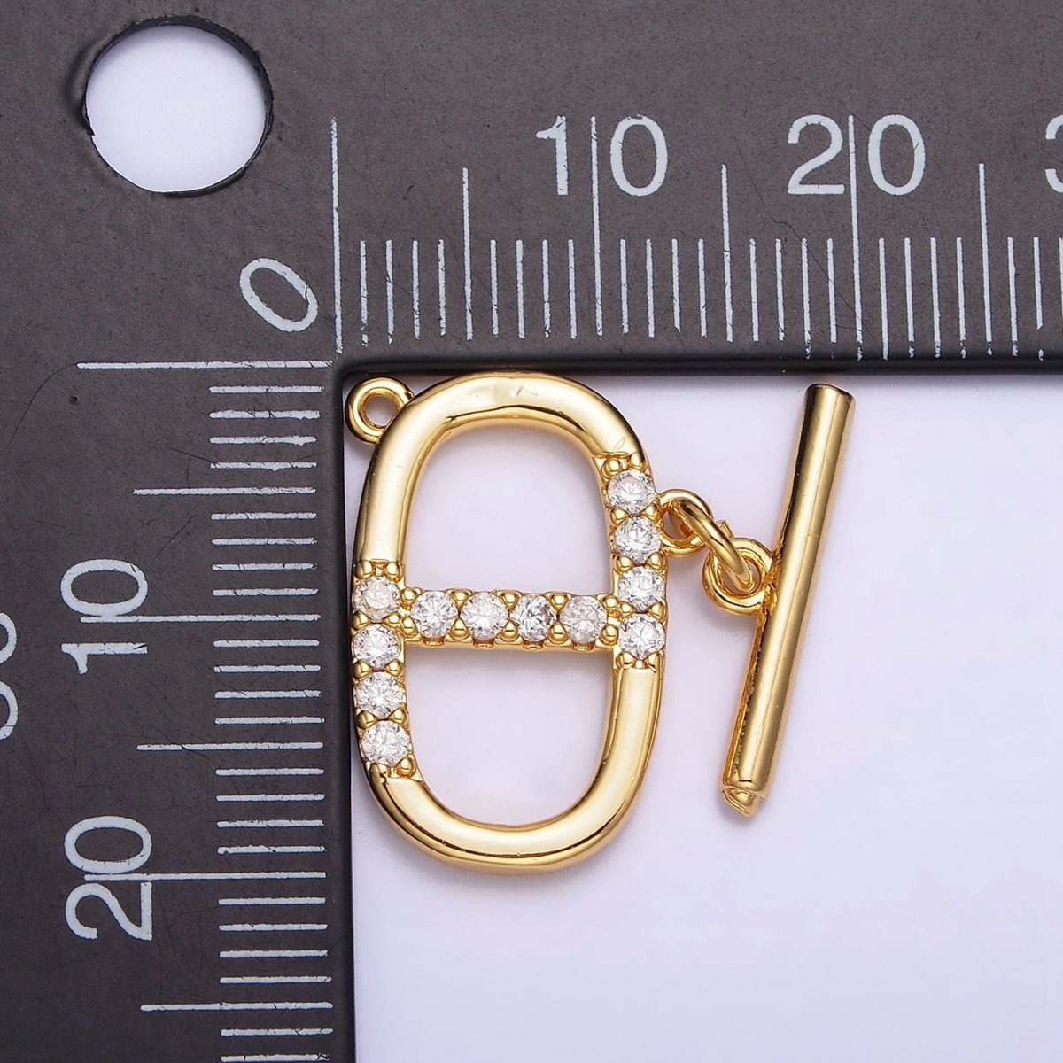 24K Gold Filled Micro Paved CZ Anchor Link Loop Toggle Clasps Closure Jewelry Making Supply | Z-465