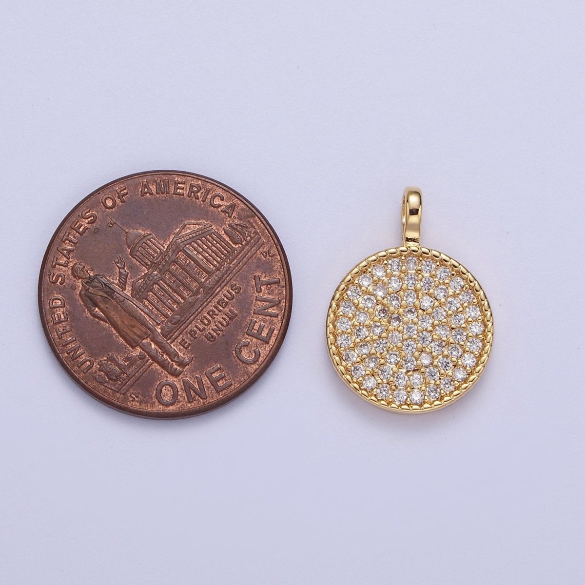 24K Gold Filled Micro Paved CZ Geometric Round Circle Pendant Jewelry Making H-501