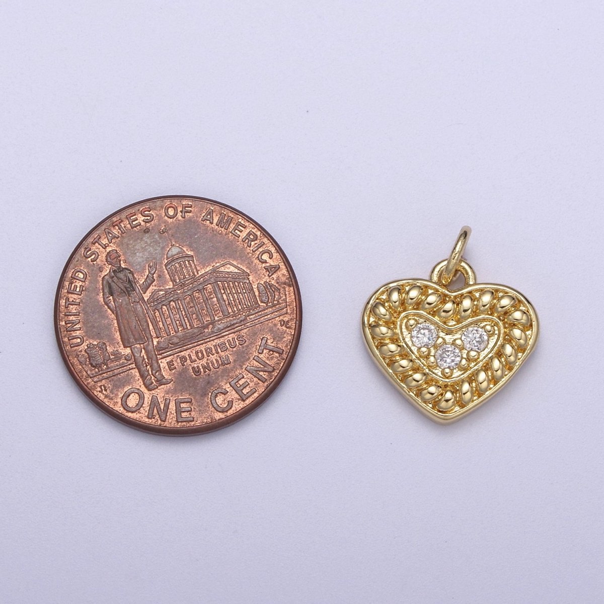 24K Gold Filled Mini Textured Small Heart Charm N-307