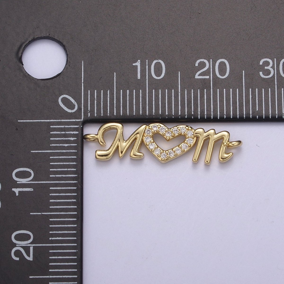24K Gold Filled Mom Link Connector Silver Micro Pave CZ Heart Charm Connector Mother with Heart Micro Pave CZ Connector F-815 F-816