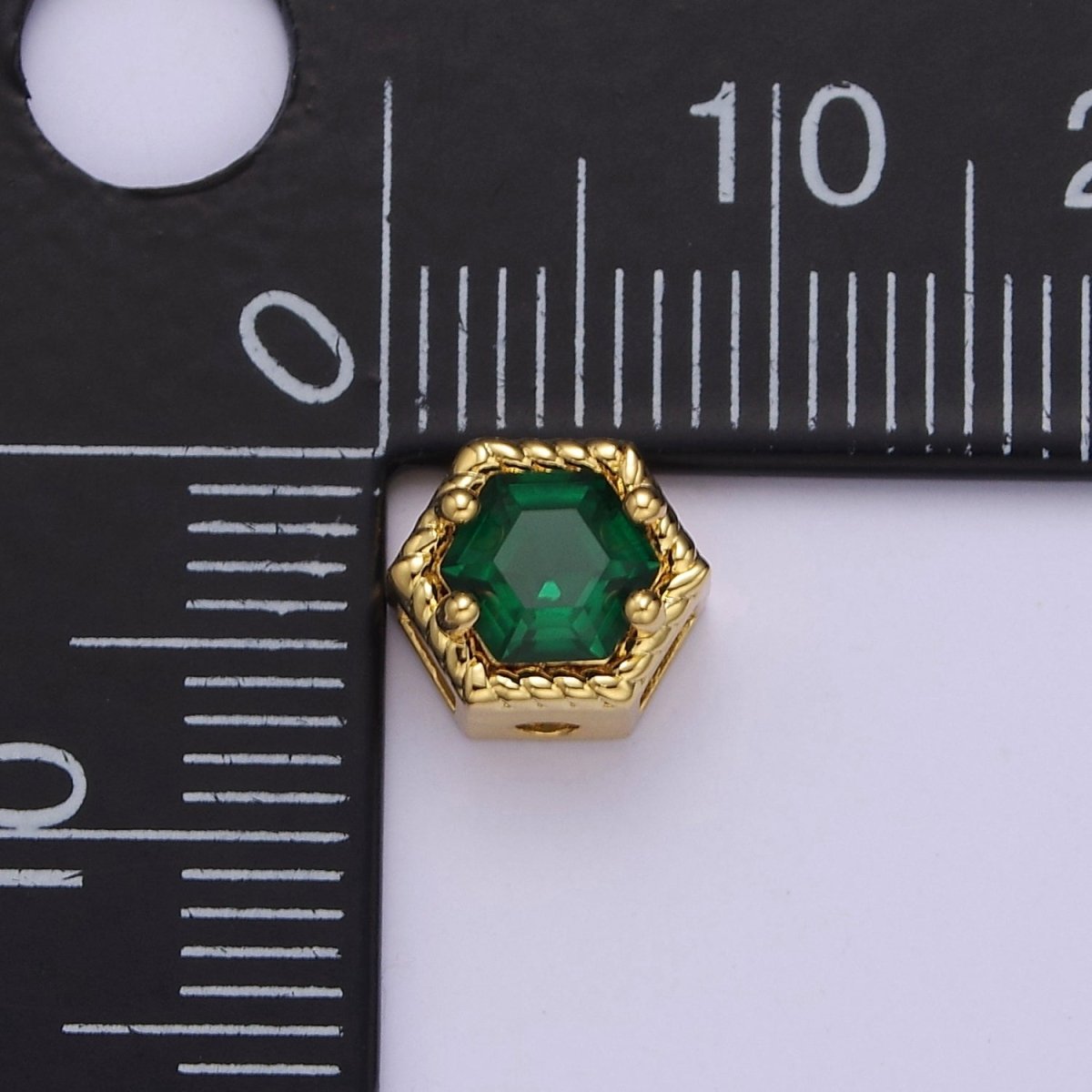 24K Gold Filled Octagon Bead Spacer CZ Micro Pave Geometric Bead Connector Charm Bracelet Necklace for DIY Jewelry Making Supply B-340 - B-341