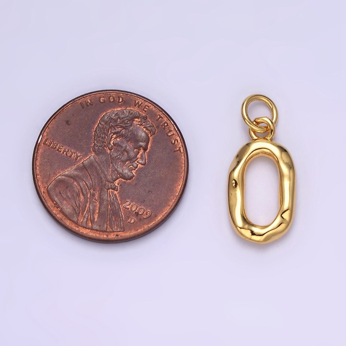 24K Gold Filled Open Oblong "0" Zero Geometric Abstract Charm | AC1377