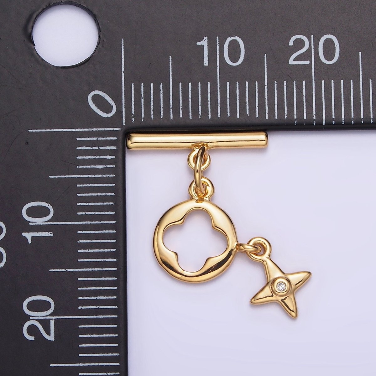 24K Gold Filled Open Quatrefoil Star Drop OT Toggle Clasps Closure Jewelry Making Supply | Z-446