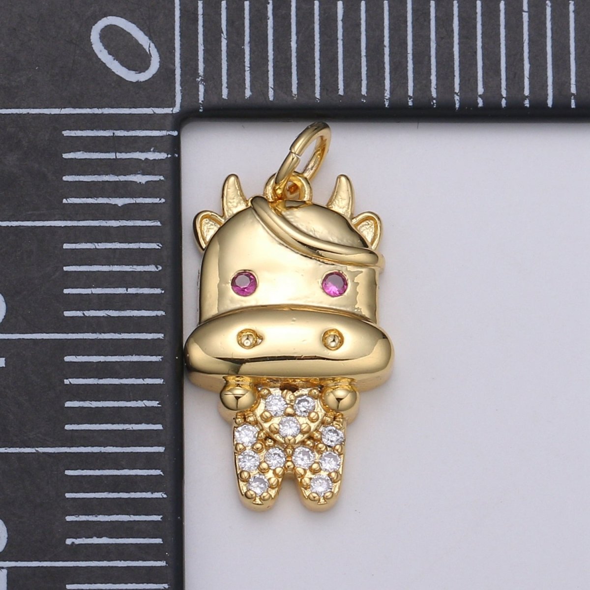 24K Gold Filled Ox Charm Gold Cartoon Style Ox Charm Chinese Zodiac 2021 New Year Animal Charm Kawaii Jewelry for Necklace Bracelet,E-078