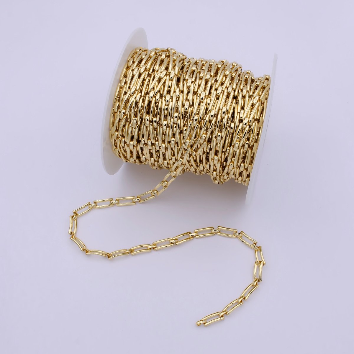 24K Gold Filled Paperclip Chain, Curved 12.6X5.4mm Chain For Jewelry Bracelet Making | ROLL-701 Clearance Pricing