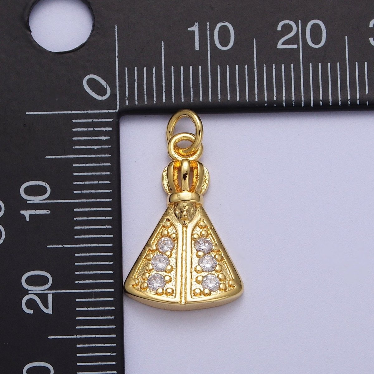 24K Gold Filled Nossa Senhora Aparecida Micro Paved CZ Catholic Cape Religious Charm | C-893