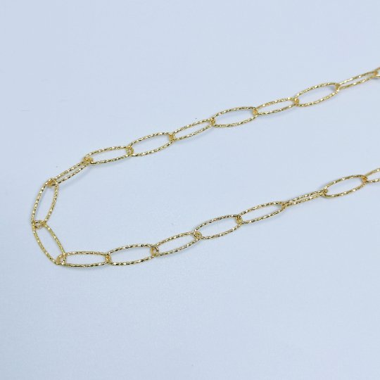 24K Gold Filled Pounded UNIQUE PAPERCLIP Chain by Yard, Fashion Roll Chain for Jewelry Making, Necklace Bracelet Anklet Supply Component | ROLL-397 Clearance Pricing