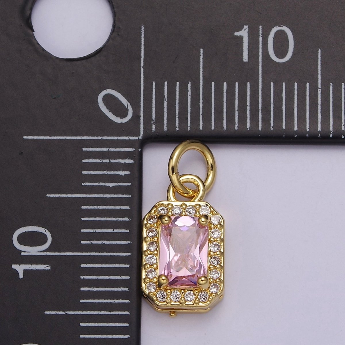 24k Gold Filled Rectangle Birthstone Charm ,Mini Colorful CZ Pendant for Personalized Jewelry Making E715 - E719
