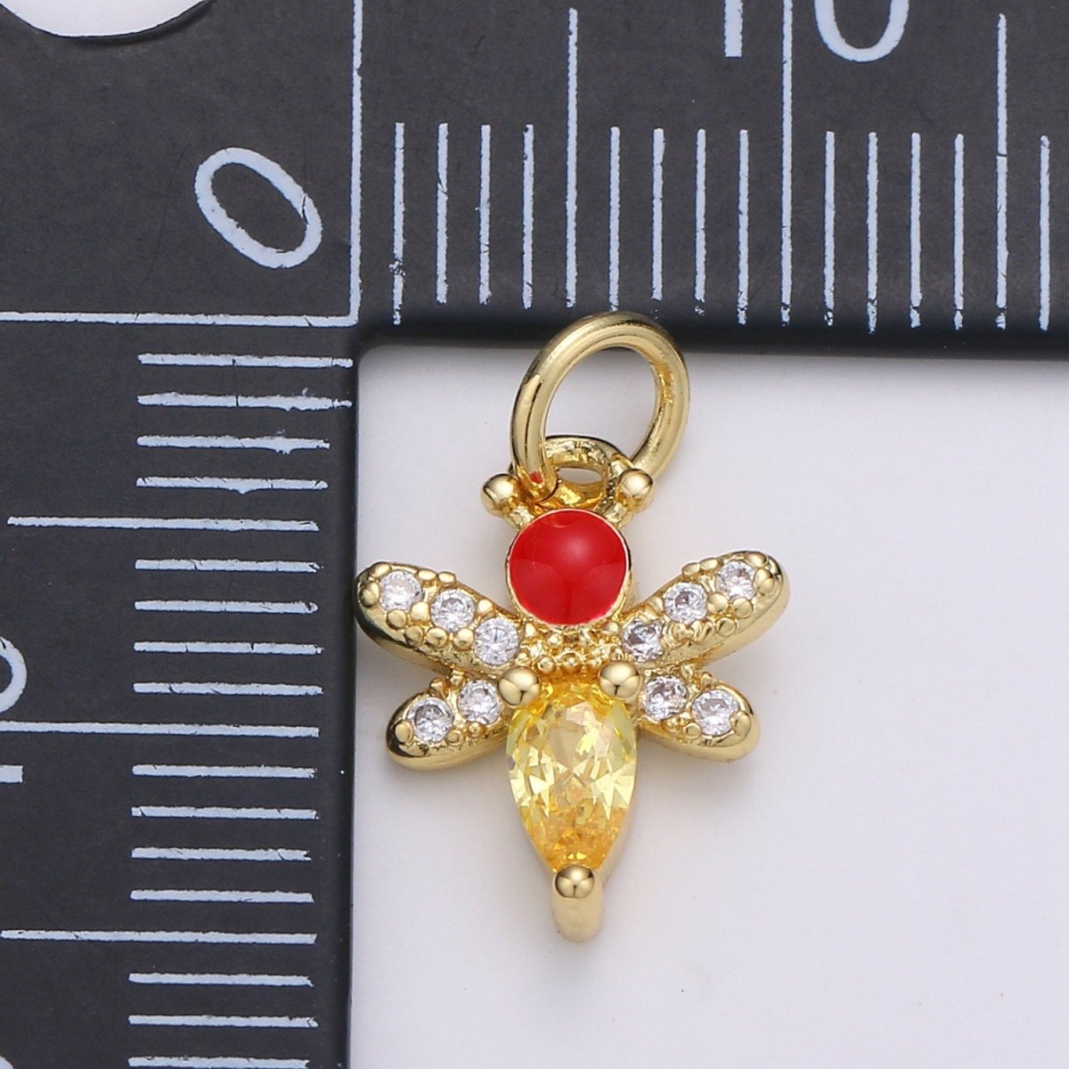 24K Gold Filled Red Yellow Bee Charm D-935
