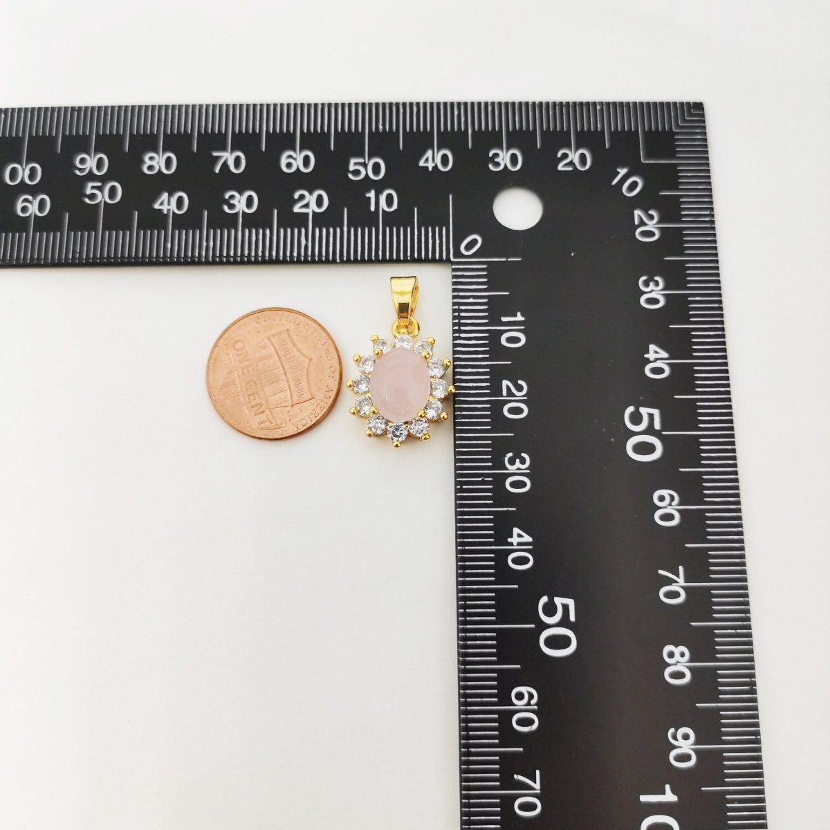 24k Gold Filled Rosegold Stone Sun charm, Cubic Zirconia Jewels, Micro Diamond Paved, Pink Stone Charm, Sun Flower Charm D-071