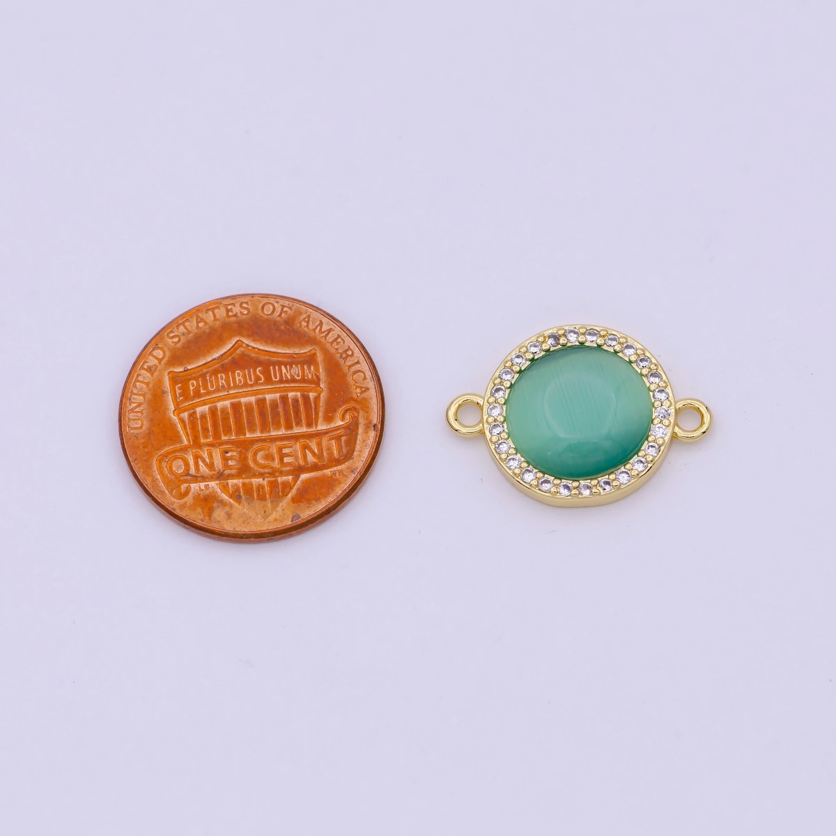 24K Gold Filled Round Micro Paved CZ Natural Stone Connector F-687 F-688 F-689 F-697 F-698 F-699 F-700 F-708 F-733