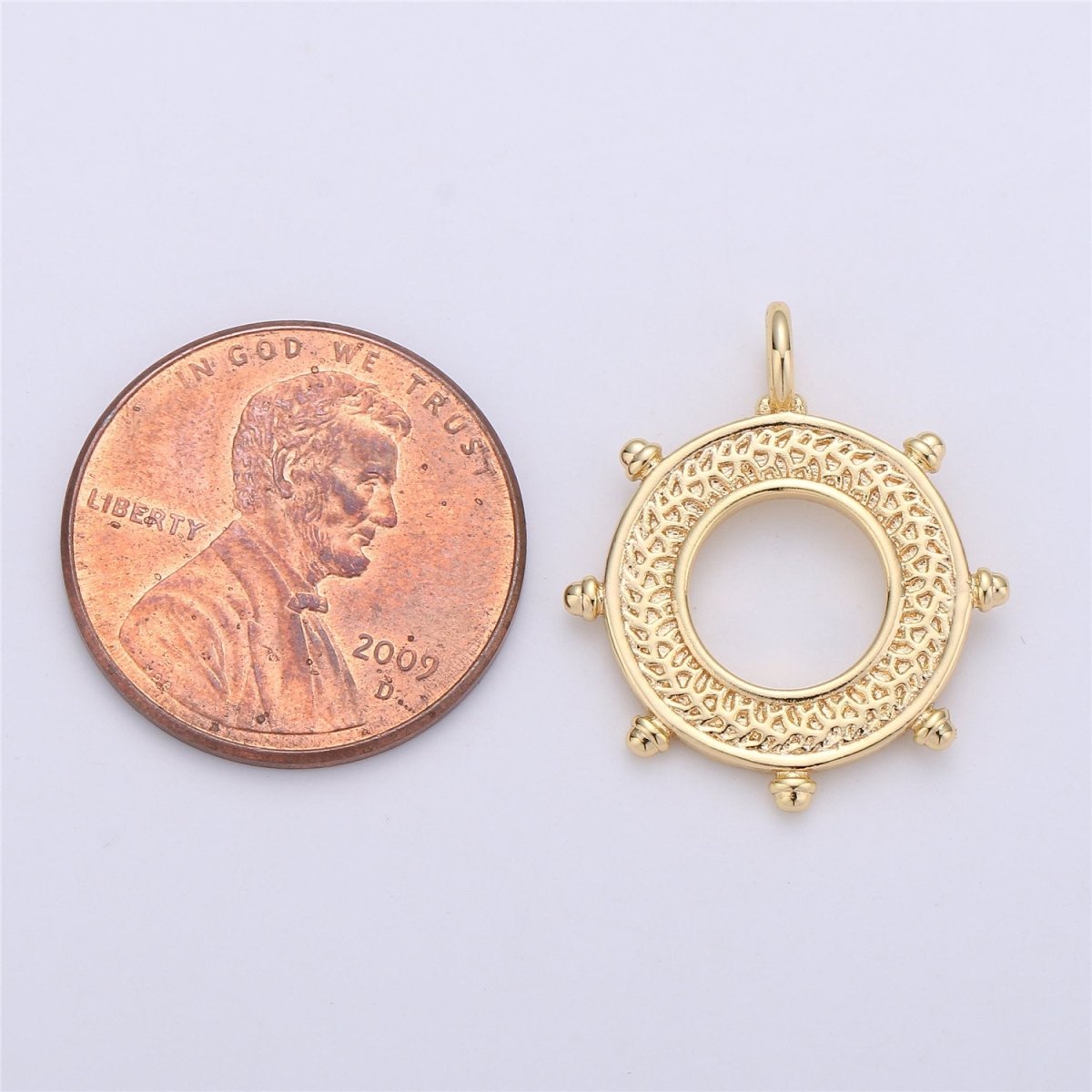 24k Gold Filled Ship Wheel Charms Helm Charms for Earring Bracelet Necklace Pendants Nautical Jewelry C-663