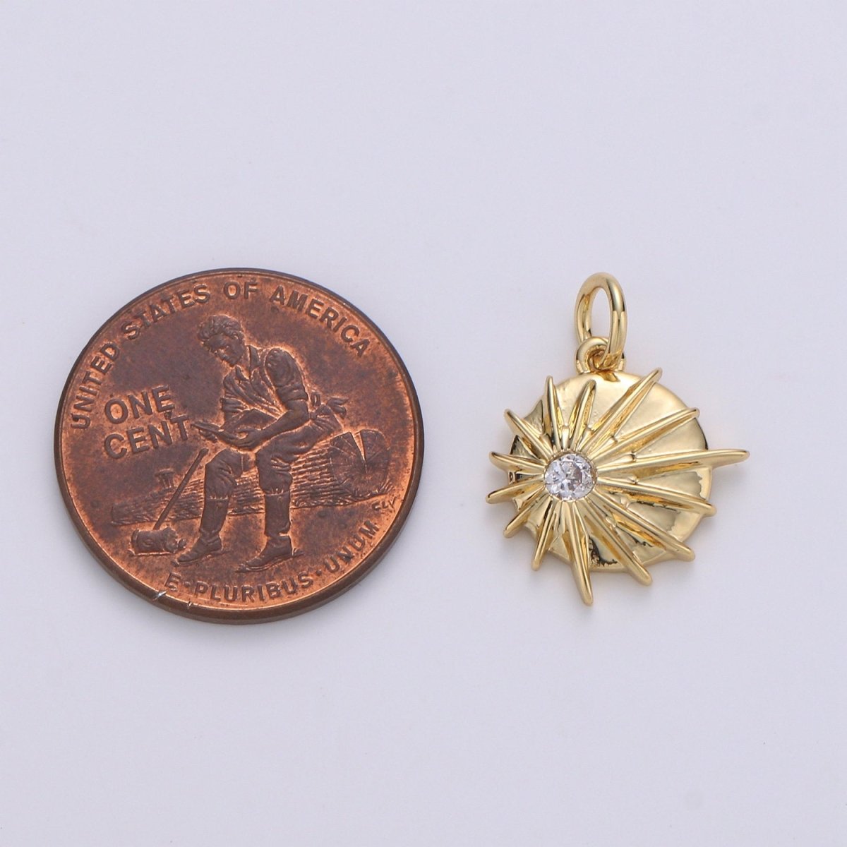 24k Gold Filled Sun Charm Pendant, Dainty Celestial Pendant CZ SunBurst Necklace Earring Charm Bohmeian Boho Jewelry Supply D-213