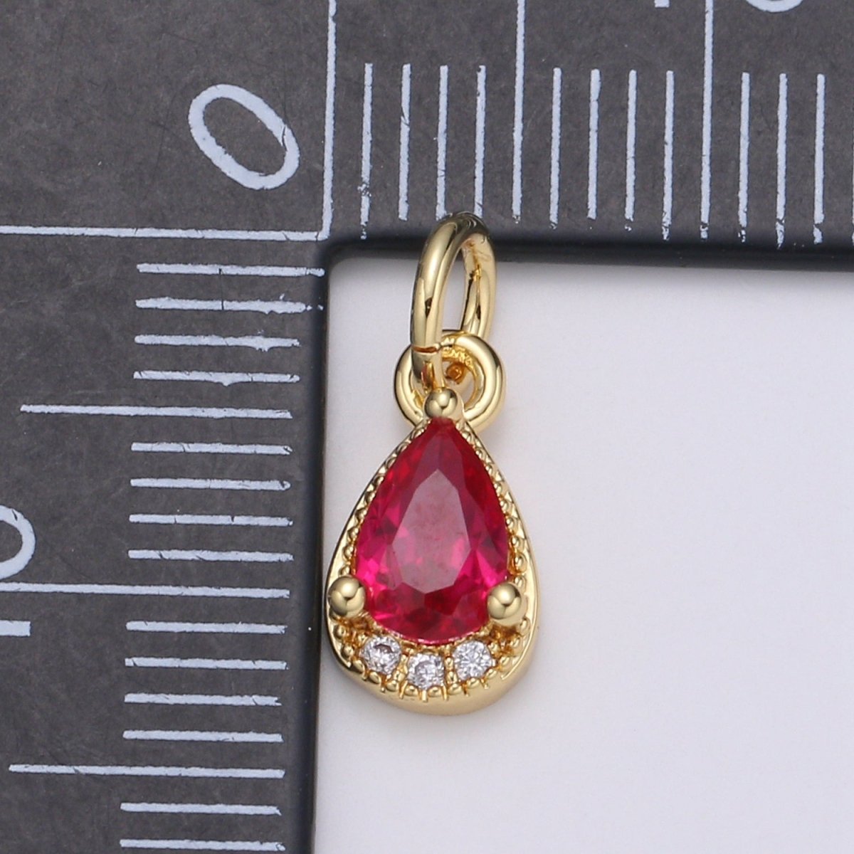 24K Gold Filled Tear Drop Crystal Charm E-079-E-081