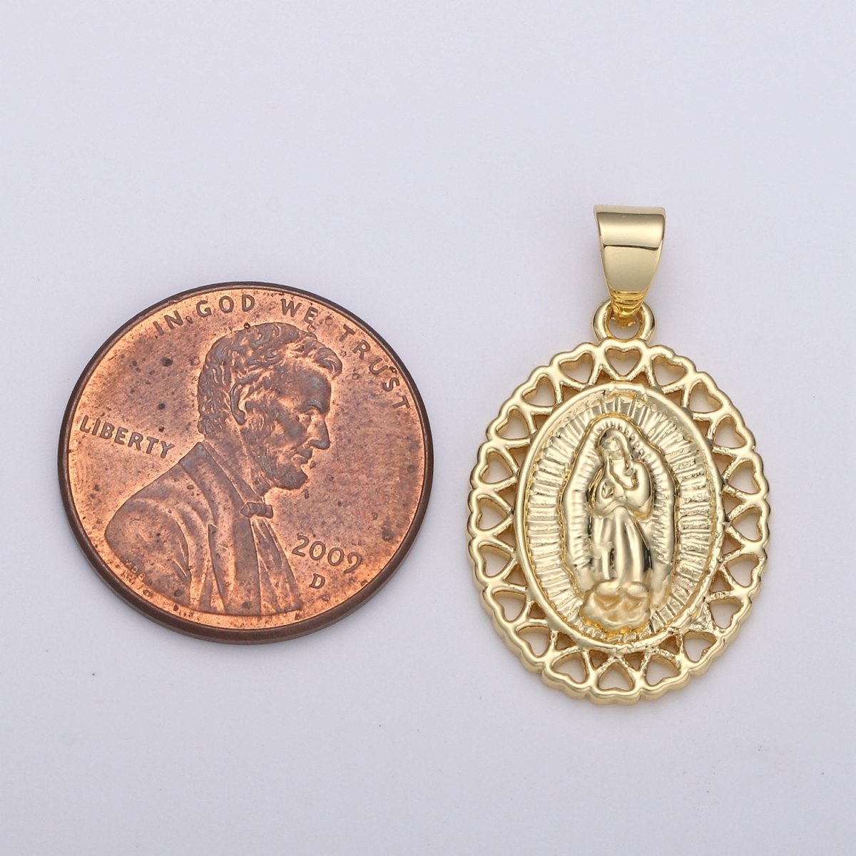 24k Gold Filled Virgin Mary Lady Guadalupe Charm, Heart Virgin Mary Pendant Charm, Gold Filled Charm, For Religious Jewelry I-878