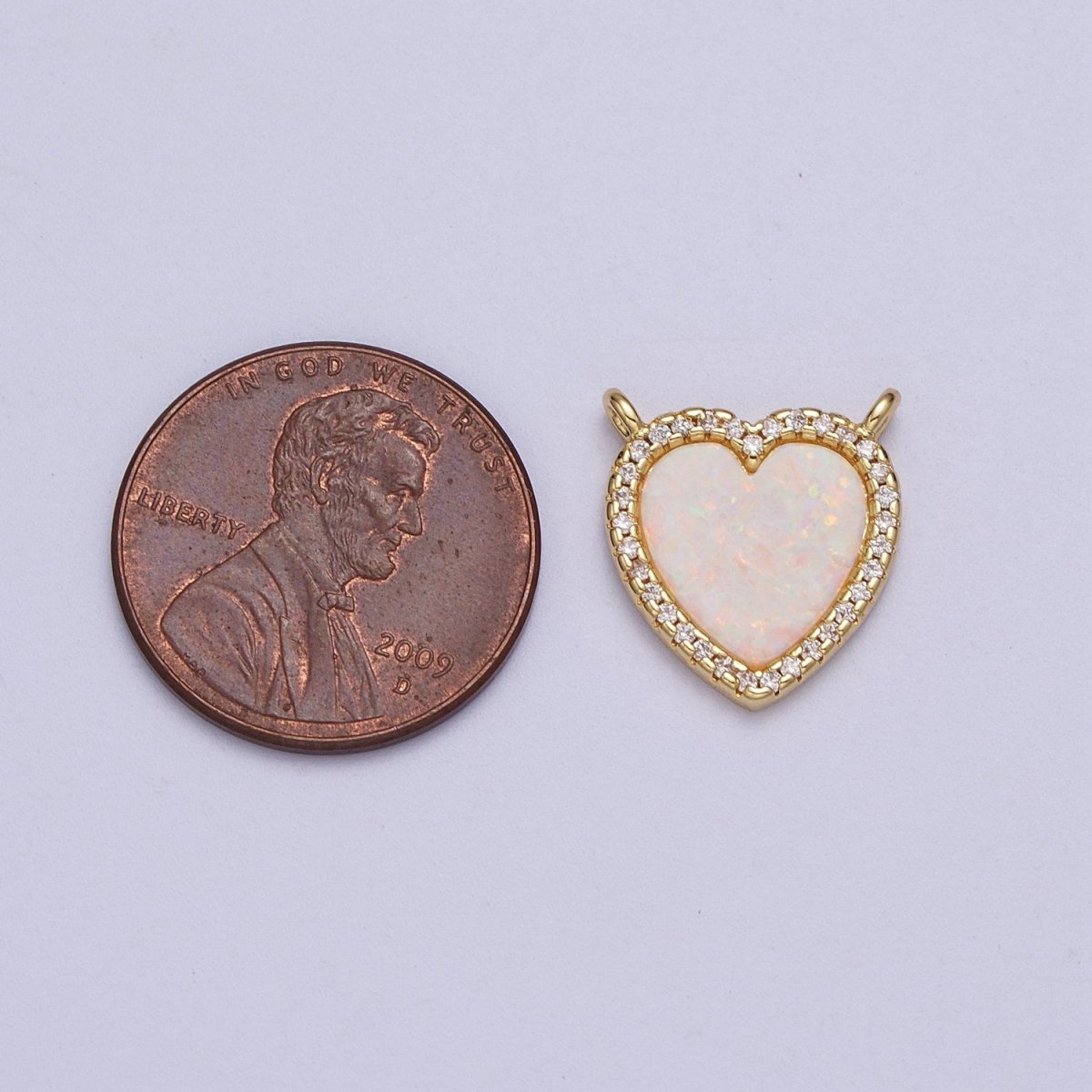 24K Gold Filled White Opal Heart Micro Paved CZ Connector | Y-658