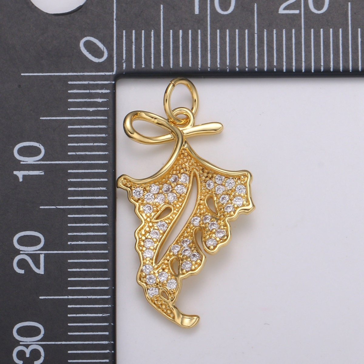 24K Gold Maple Leaf Charm Gold Maple Leaf Charm Cubic Maple Leaf Charm Nature or Forest Jewelry Inspired E-208