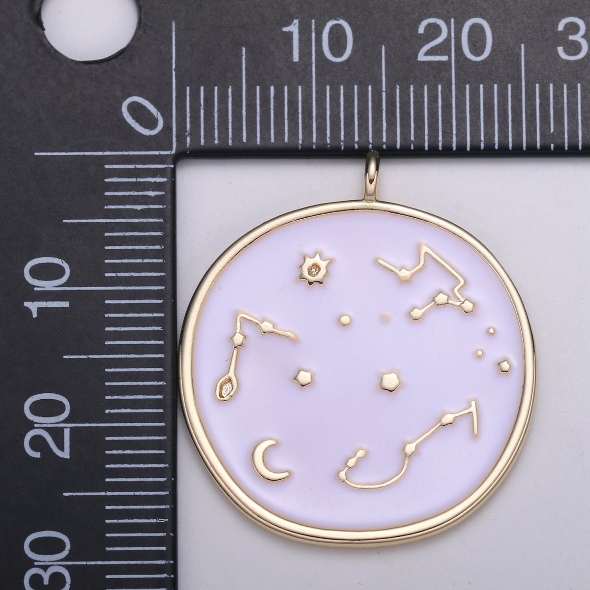24k Gold Solar System Astrology Charm, Enamel Universe Pendant, Zodiac Gold Charm, For DIY Necklace Bracelet Earring E-153