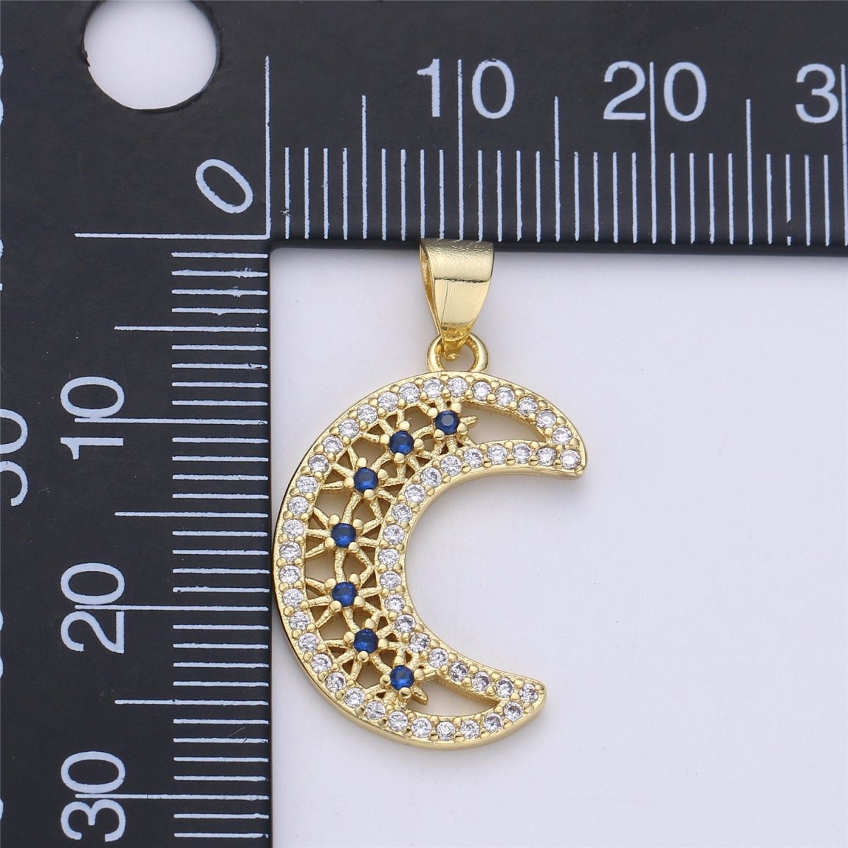 28x16mm 14k Gold Filled Moon Charms, Micro Pave Charms, Cubic Crescent Moon Pendant, CZ Celestial Jewelry Necklace Earring Bracelet supply I-361