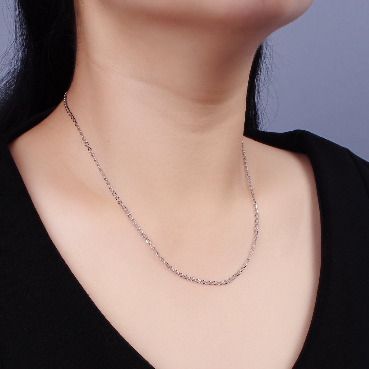 2mm Dapped Cable Chain Stainless Steel chain 18inch Necklace Ready to Wear | WA-2380