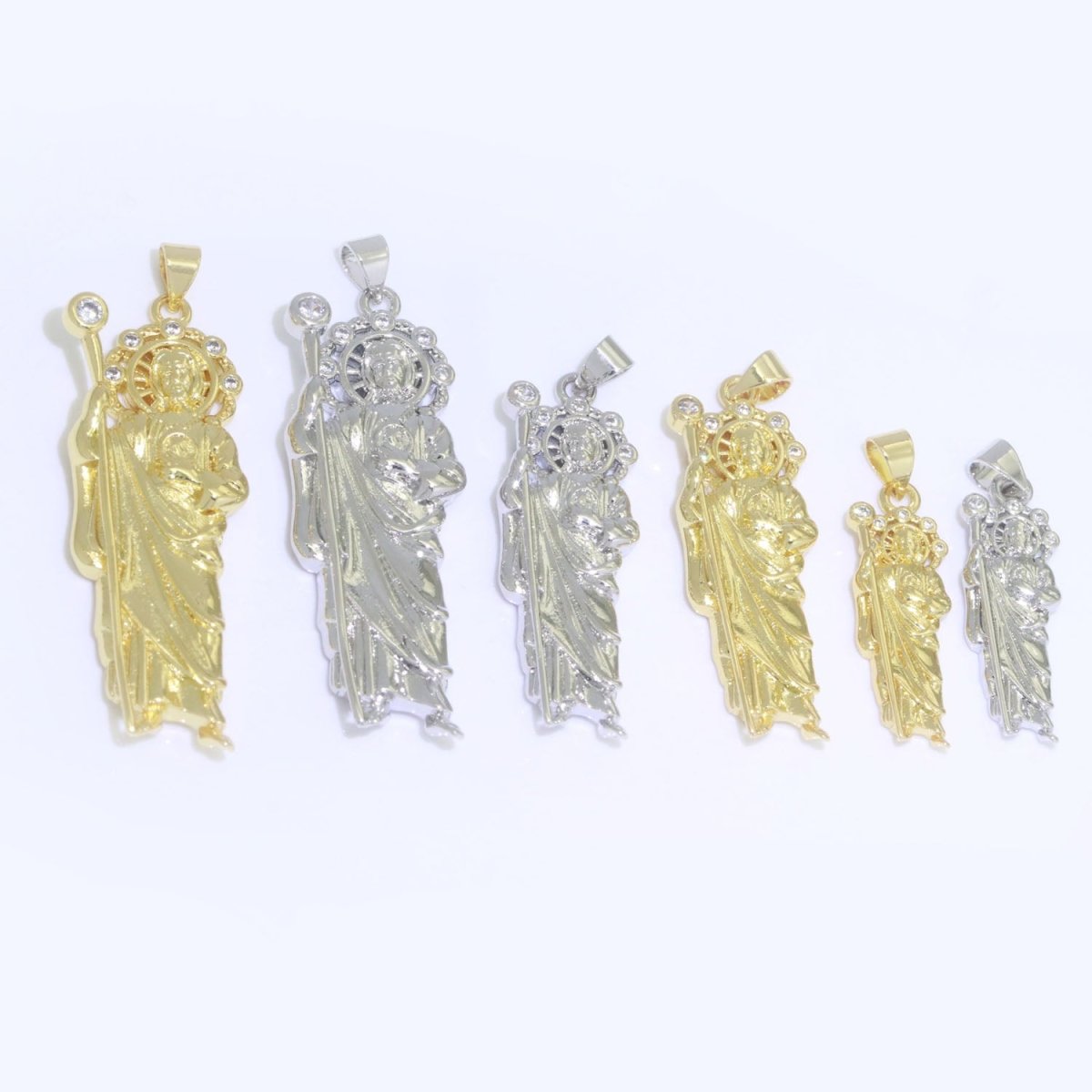 30mm, 40mm Saint St. Jude Religious Pendant in Gold & Silver | N-1340 N-1341 N-1342 N-1343