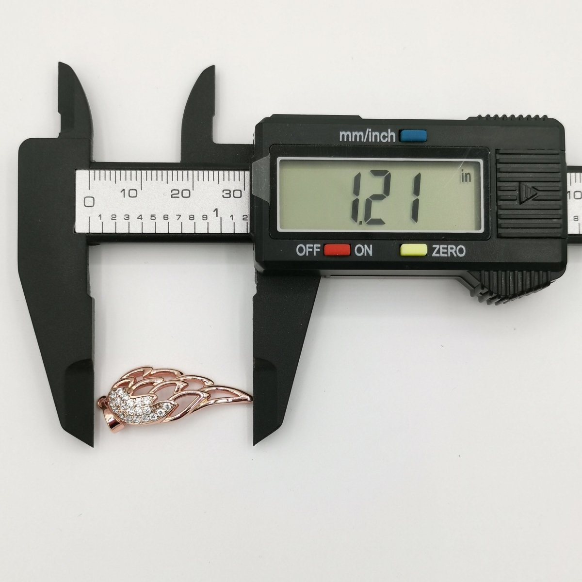 30x12mm Wholesale 18K Gold Plated Rose Gold Wing Pendant with Cubic Zirconia Crystal Rhinestones, Pendant for Necklace Bracelet Anklet Making J-188