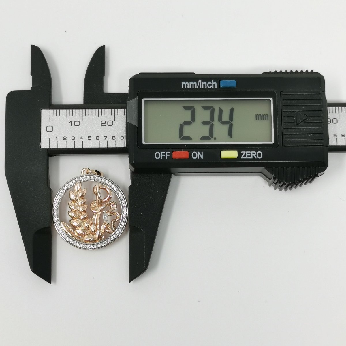 31x23mm Wholesale 18K Gold Filled Rose Gold Plants Pendant in Micro Pave CZ Rhinestones Silver Ring, Pendant for Necklace Bracelet Anklet Making J-183