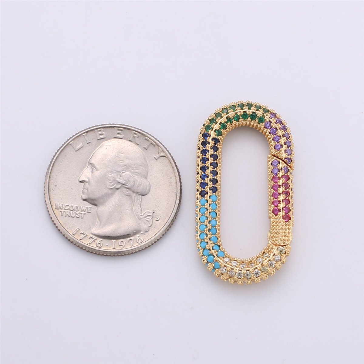 34x12mm Micro Pave Diamond Oval Clasp, Colorful Gold Silver Black Rose Gold Carabiner Snap Lock Supply for heavier chain connector Charm K-379 K-381