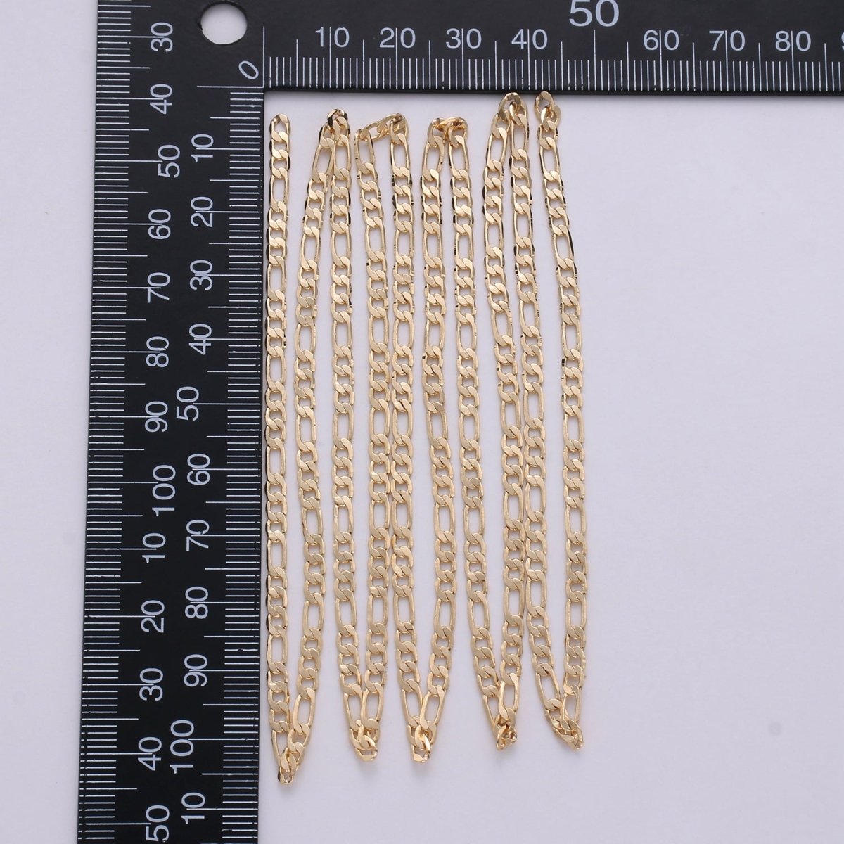3mm 16K Gold Filled Figaro Chain, Flat Curb Chain Jewelry Sold By The Yard For Necklace Bracelet Anklet Supply | ROLL-274 Clearance Pricing