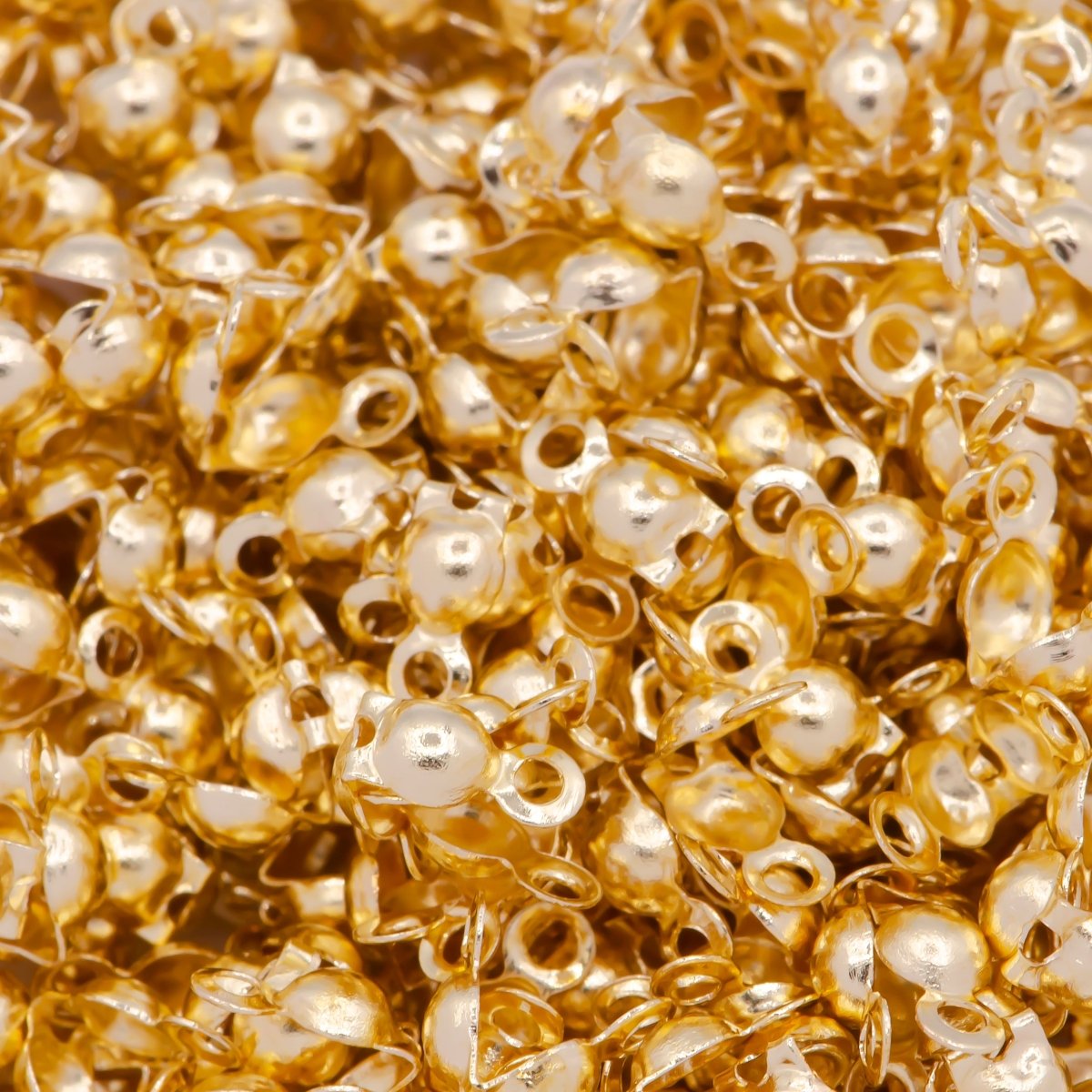 3mm Gold Bead Clamshell Tip Knot Covers Supply L-842
